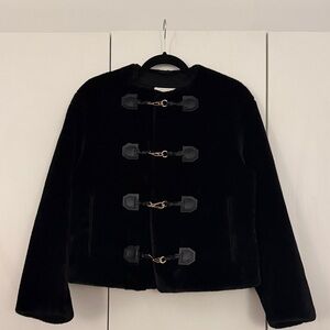 H&M Black Faux Fur Toggle Jacket - Women's Coat